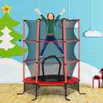 Kindertrampolin Ø 1,63 × 1,9H m, Sicherheitsnetz, Reißverschlusstür, Federabdeckung, 6 gepolsterte Stangen inklusive, Rot