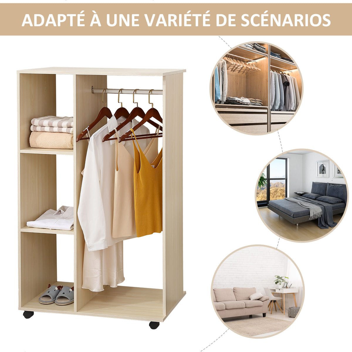 Armadio guardaroba Armadio mobile con ripiani Pannelli di particelle Colore rovere chiaro