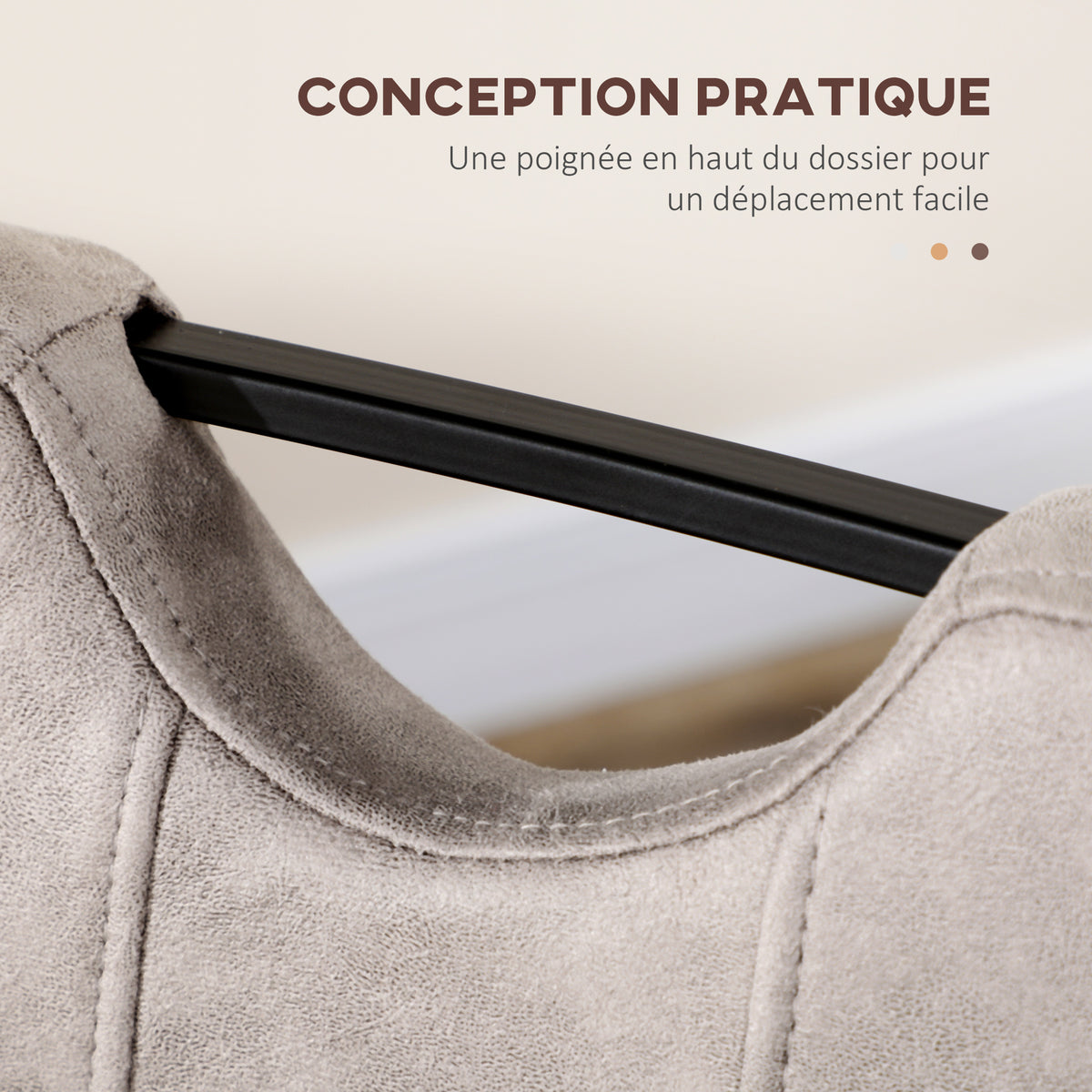 Lot de 4 chaises de salle à manger revêtement microfibre avec pieds luge en acier et poignée 43 x 58,5 x 99,5 cm marron