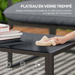 Salon de jardin 4 pièces 4 personnes avec canapé 2 places, 2 fauteuils et 1 table basse gris