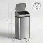 Poubelle de cuisine automatique 48L en acier inoxydable, couvercle à fermeture en douceur, 33x25x69cm, argent