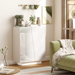Buffet meuble de rangement avec placard double porte et étagère réglable, 70 x 40 x 88 cm, blanc brillant