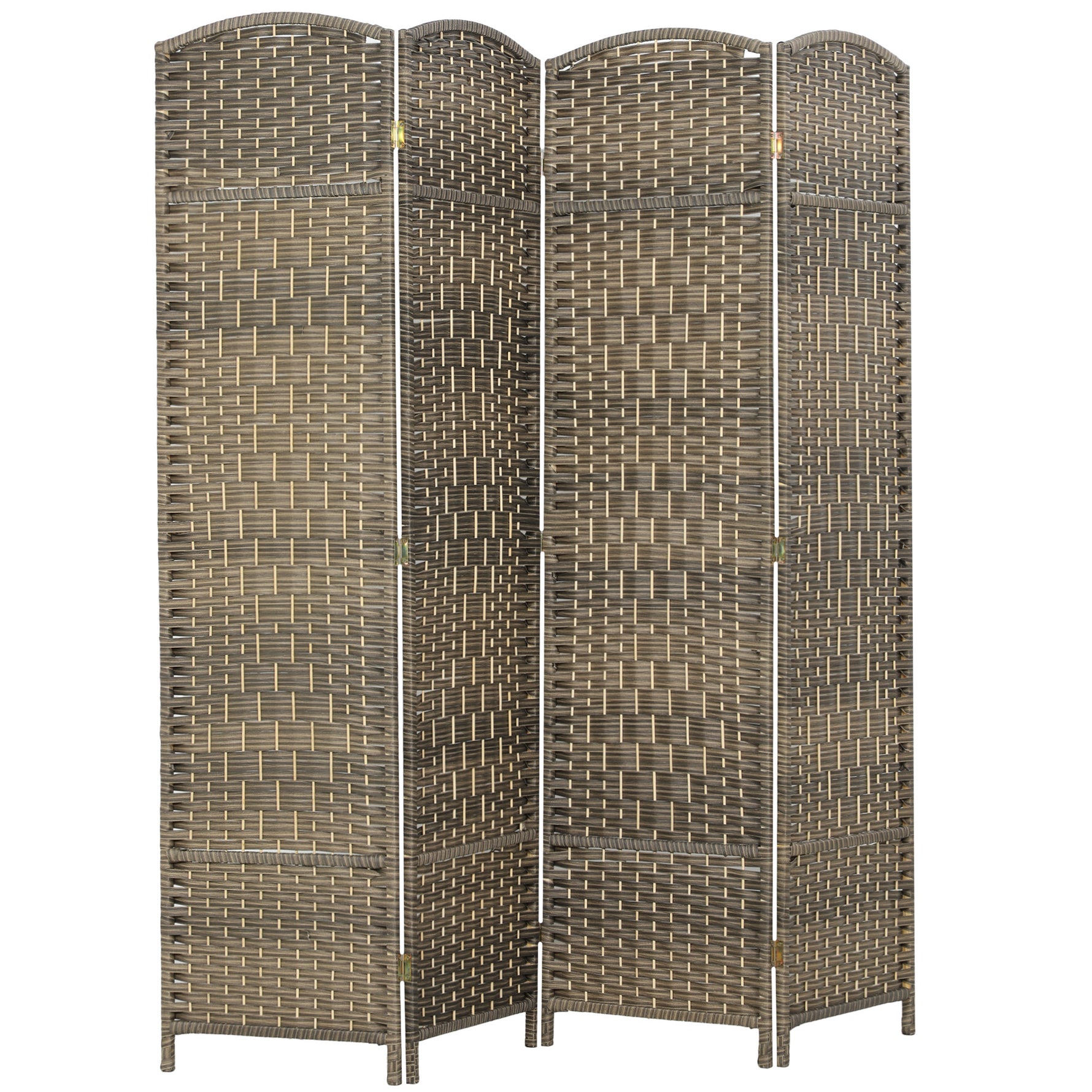 Paravent intérieur en bois 4 panneaux séparateur de pièce pliable pour salon chambre 180 x 180 cm chêne foncé