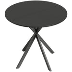 Table à Manger Ronde pour 2 Personnes avec Plateau Aspect Bois et Piètement Croisé en Acier, Noir