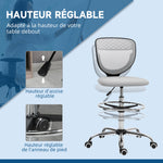 Chaise de bureau ergonomique en maille, chaise de dessin, hauteur et repose-pieds réglable, 59 x 59 x 106-126 cm, gris