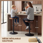 Tabourets de Bar Lot de 2 Réglables Pivotants Chaises de Cuisine avec Siège en Bois d'Orme Marron Foncé
