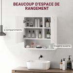 Armoire murale miroir de salle de bain placard de rangement 2 portes 55 x 17 x 55 cm blanc