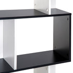 Bibliothèque à 5 niveaux, meuble de rangement en forme de S avec étagères, étagère de rangement pour salon, chambre bureau, 60 x 24 x 148 cm, noir, blanc