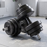 Hantel-Set 50 kg 3-in-1, Verstellbare Gewichte mit PP-Beschichtung, Rutschfester Stange, Sicherung, Schwarz