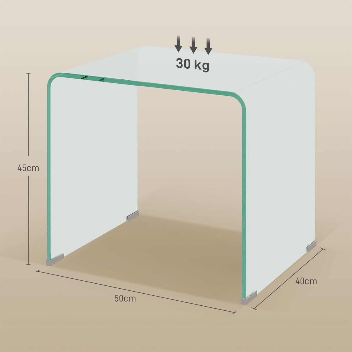 Table basse en verre table de salon rectangulaire design moderne en verre trempé avec bords arrondis sûrs transparent