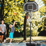 Canestro da basket da esterno altezza regolabile 197,5-254 cm canestro da basket con supporto su ruote base riempibile nero