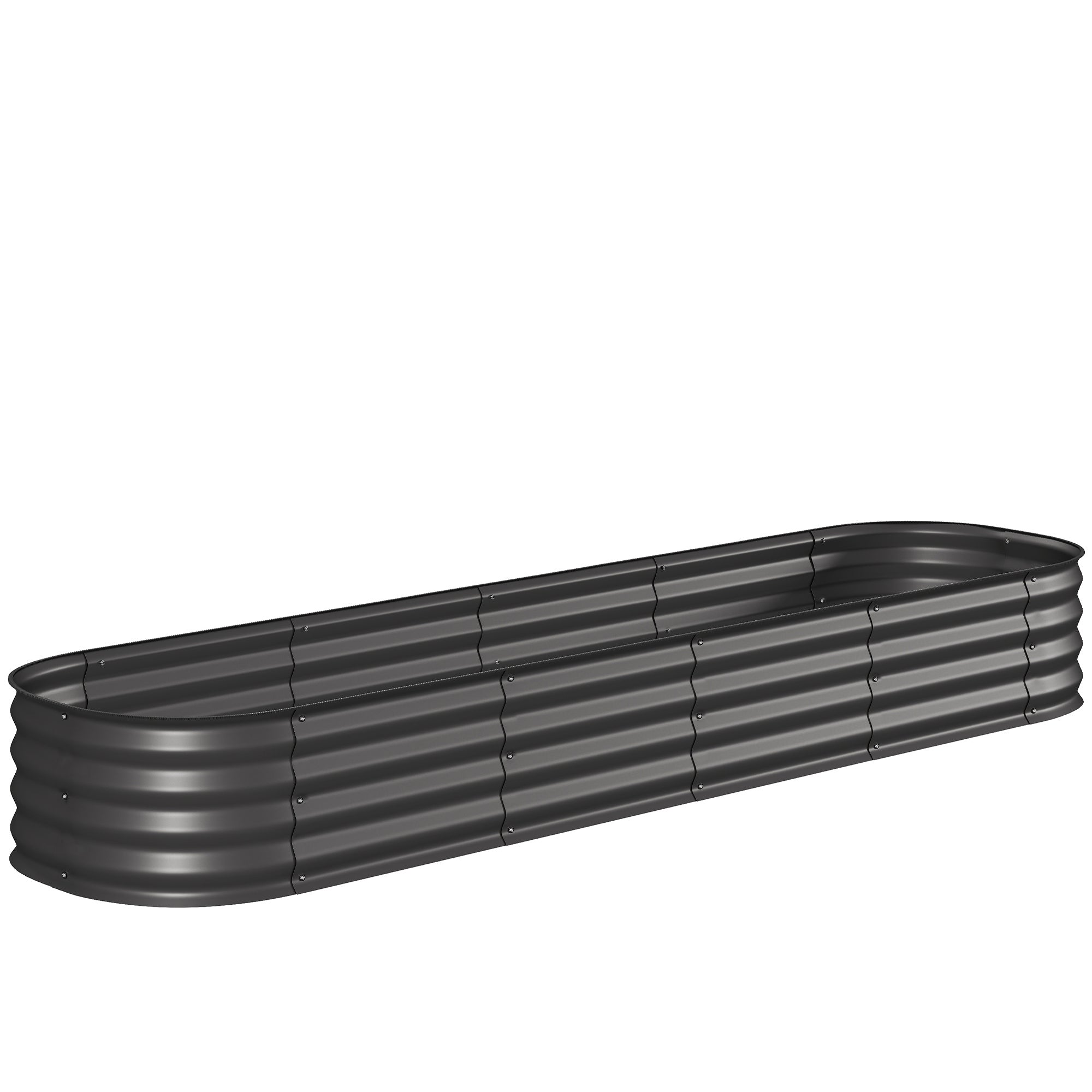 Jardinière carré potager de jardin en acier galvanisé modulable pour légumes plantes fleurs, 240 x 62 x 30 cm gris foncé-0