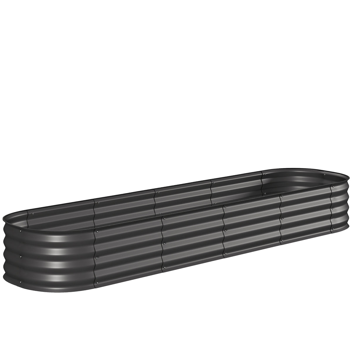 Jardinière carré potager de jardin en acier galvanisé modulable pour légumes plantes fleurs, 240 x 62 x 30 cm gris foncé-0