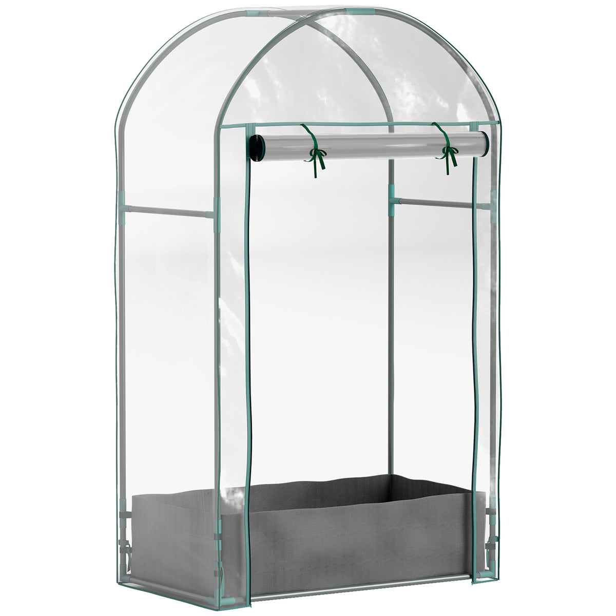Mini serre de jardin serre balcon avec sac de plantation et housse en plastique renforcé, porte enroulable, transparente
