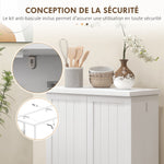 Sukaldeko armairua despentsa 2 ate, 5 apal eta 12 konpartimenturekin - neurriak: 60L x 30l x 104H cm - zuria