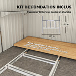 Abri de jardin 2,81 m² avec fondation, abri à outils extérieur adossé en acier galvanisé, 154x206,5x181cm, gris foncé