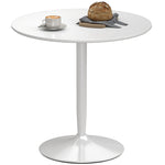 Tavolo da pranzo rotondo per 2 persone, tavolo da cucina in stile moderno con base in acciaio, Ø 80 x 75 cm, bianco