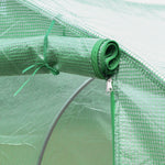 Bâche de Rechange Serre Tunnel 9 m², bâche 3 x 3 x 2 m PE Anti-UV imperméable 6 fenêtres + Porte Enroulable zippée Vert foncé