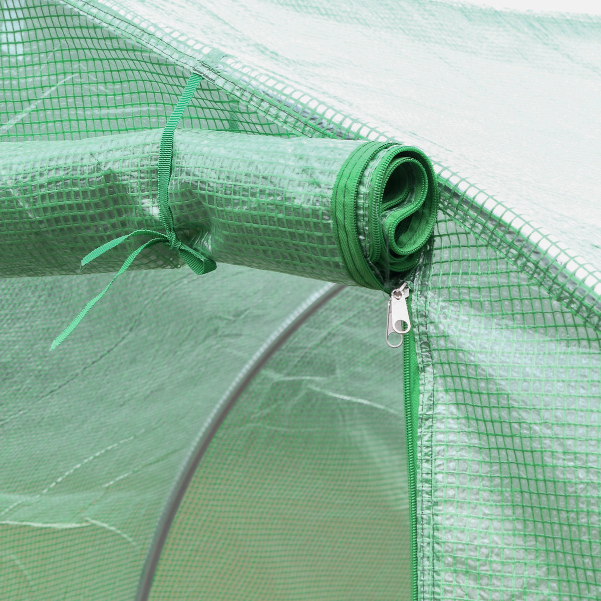 Bâche de Rechange Serre Tunnel 9 m², bâche 3 x 3 x 2 m PE Anti-UV imperméable 6 fenêtres + Porte Enroulable zippée Vert foncé
