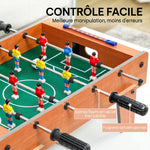 Mini Babyfoot Jeu de Table Baby-Foot Panneaux de Score et 2 Balles 50,6x50,5x18cm Finition Bois Naturel
