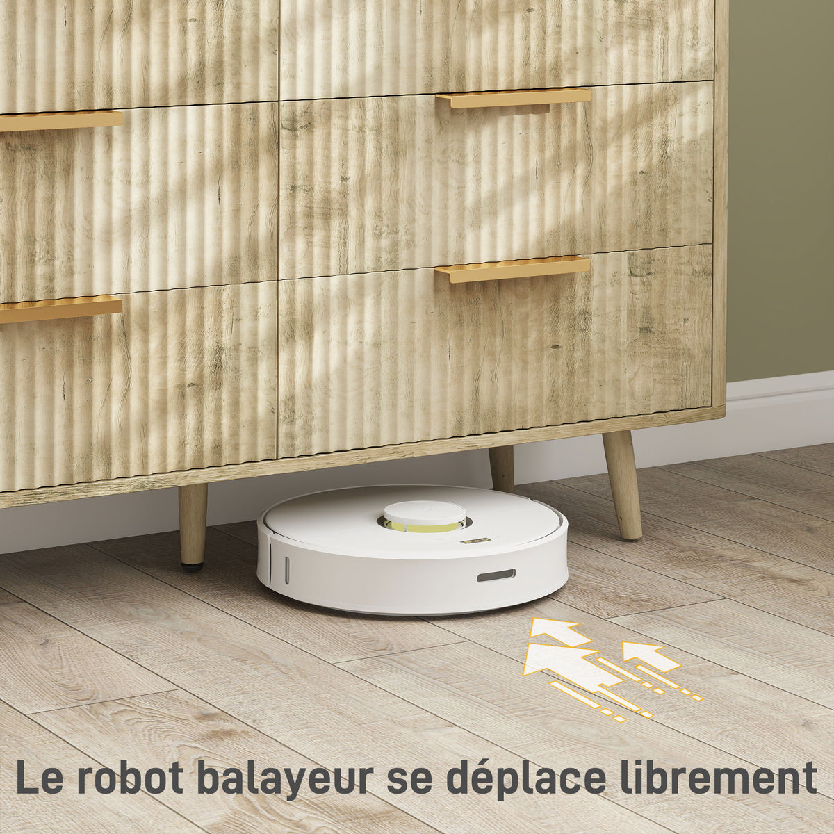 Commode 6 tiroirs scandinave avec poignées et pieds de pin, pour chambre à coucher, salon, couloir, 120x40x76cm, chêne