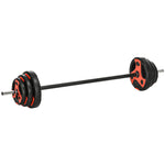 Ensemble d'haltère 20 kg kit barre de musculation avec poignée antidérapante, poids réglable, Ø 27 x 140 cm noir