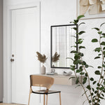 Miroir mural rectangulaire 80 x 60 cm, cadre en bois noir, idéal pour la salle de bain, salon ou chambre