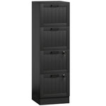Caisson bureau, meuble rangement bois 4 tiroirs et serrure, barres de suspension réglables, 40 x 40 x 131 cm, noir