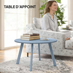 Petite table basse ronde, table d'appoint avec patins antidérapants, cadre en métal, pour jardin, Ø 70 x 42 cm, bleu