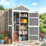 Armoire de Jardin Abri de Jardin Étanche avec Toit en Métal Double Porte pour Outils de Jardinage 105x55x179cm Gris