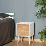 Table de chevet Chiffonnier Commode Meuble de Rangement avec 2 tiroirs Scandinave 40L x 30l x 56H cm en Bois