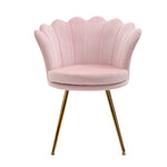 Fauteuil coquillage chaise coiffeuse fauteuil en velours avec pieds en métal doré rose poudré
