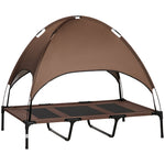 Raised dog/cat bed, UV-resistant micro-perforated Oxford fabric + parasol + carry bag included, brown/black