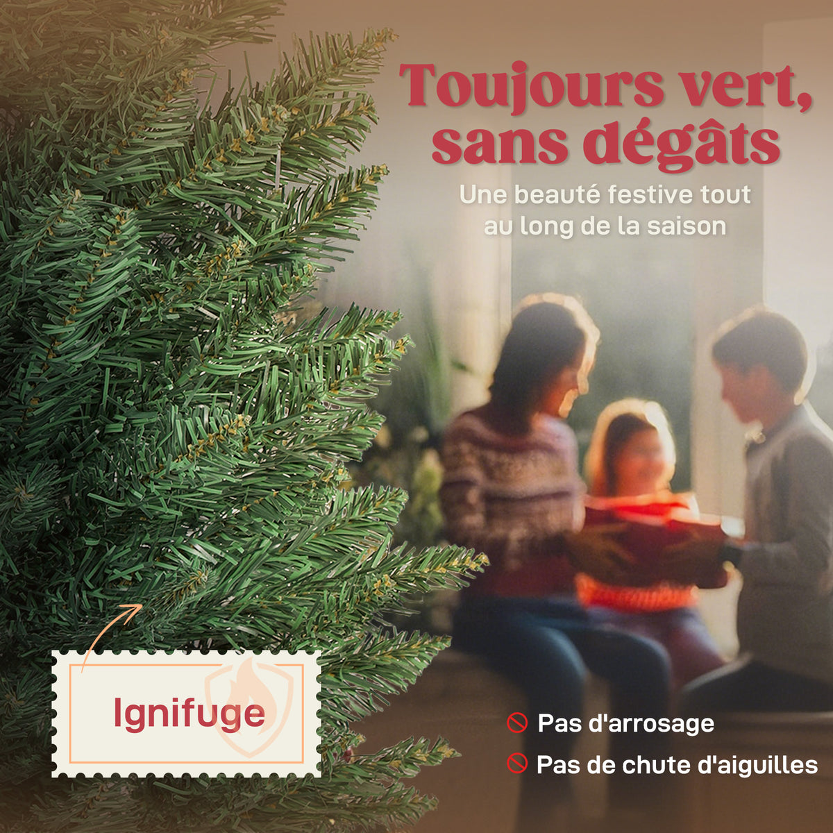 Sapin de Noël artificiel 180 cm, arbre de Noël slim, 321 pointes, facile à monter et ranger, pour maison bureau, vert