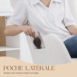 Fauteuil à Bascule, Rocking Chair en Peluche Teddy avec Dossier Haut, Coussin, Pieds en Bois d'Hévéa, Crème