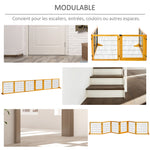 Barrière de sécurité pour chien barrière pliable à 6 panneaux avec pieds amovibles 432 x 36 x 70 cm jaune