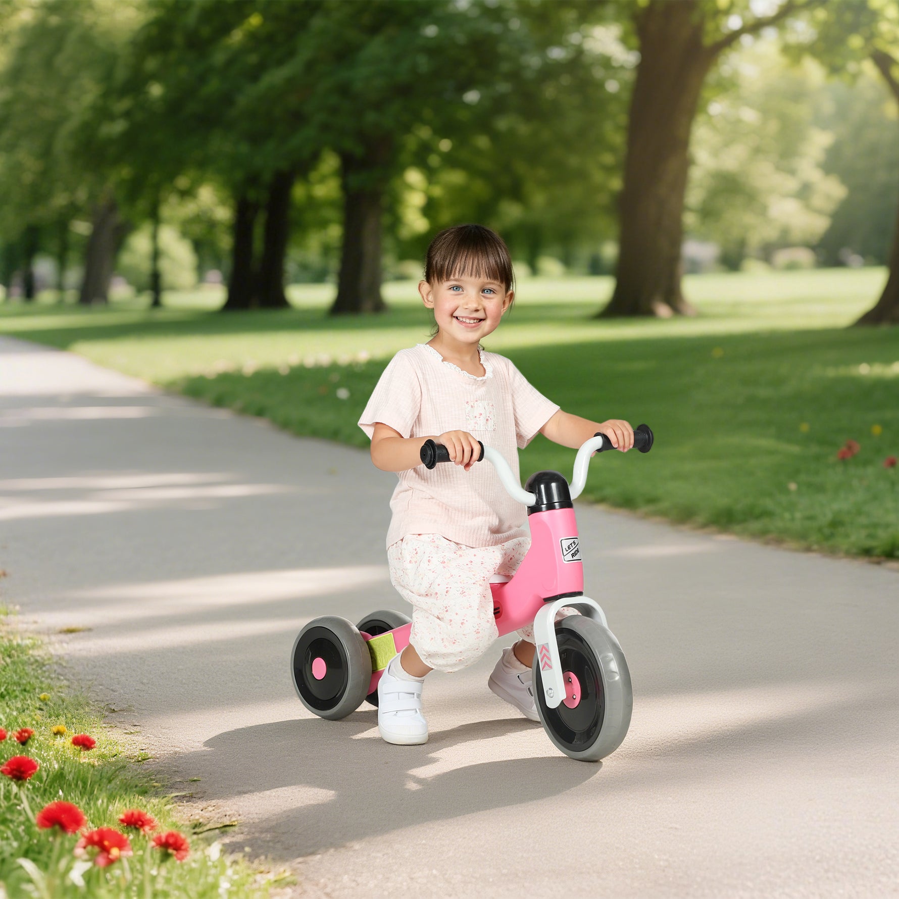Draisienne bébé 1-3 ans jusqu'à 20 kg, vélo enfants sans pédale, 3 roues silencieuses, 69 x 40 x 49 cm, rose