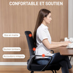 Chaise de bureau ergonomique sans roulettes, chaise de conférence avec dossier en maille, soutien lombaire, noir