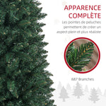 Sapin de Noël Artificiel 210 cm Arbre de Noël Slim avec support en acier pliable, 687 branches épines Vert