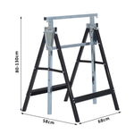 Lot de 2 tréteaux pliables télescopiques hauteur réglable 80-130 cm noir