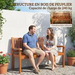 Banc de Jardin Banc Extérieur 2 Places avec Housse Imperméable et Dossier Ergonomique Bois Marron Clair