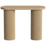 Table Console Cannelée, Rangement Dissimulé, Pieds Colonnes, Style Rustique, Console d'Entrée Étroite, 103x35x80cm Chêne-9