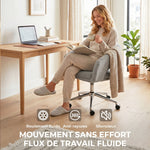 Chaise Bureau Ergonomique, Fauteuil de Bureau en Chenille avec Hauteur Réglable, Dossier Incurvé, Gris