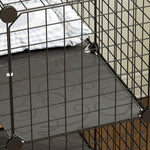 Cage Chat Intérieur Enclos Chat Modulable 2 Portes Hamac Échelle pour Petits Animaux de Compagnie 70x70x70cm Noir