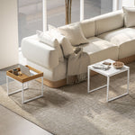 Set van 2 vierkante uitschuifbare salontafels, nesteltafels met stalen frame, moderne stijl, wit