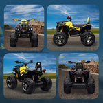 Quad Buggy électrique Enfant 12 V 8 Km/h Max. Voiture électrique Enfant avec Effets Lumineux sonores Selle avec Dossier Porte-Bagage Avant métal PP Jaune Noir