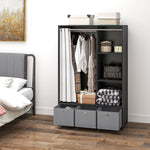 Armoire penderie armoire de rangement avec tringle rideaux 3 niches et 3 tiroirs en tissu amovibles 105 x 48 x 160 cm