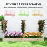Jardinière avec 3 treillis modulable, bac à fleurs en bois pour balcon terrasse patio, 222x114x109 cm effet bois naturel-5