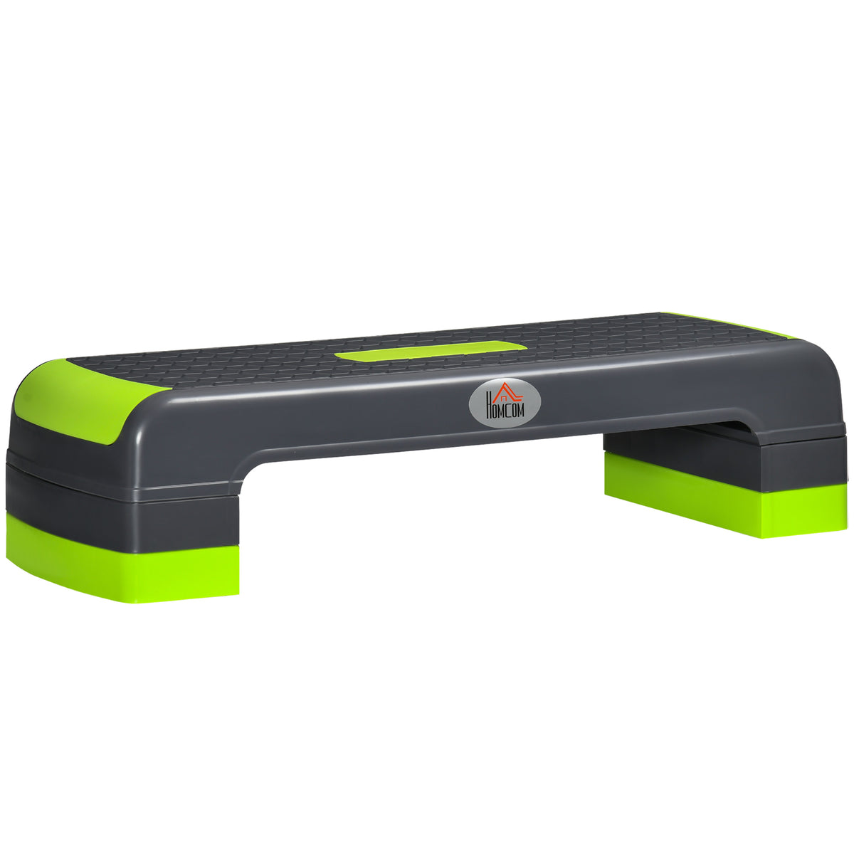 Stepper aérobic fitness hauteur réglable 3 niveaux surface antidérapante 78 x 28 x 20 cm vert et gris