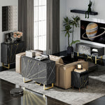 Buffet de rangement avec 2 portes et étagère réglable pieds en métal 76 x 35 x 77 cm ton marbre noir
